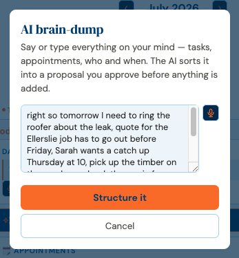 The brain-dump with a real dump typed in