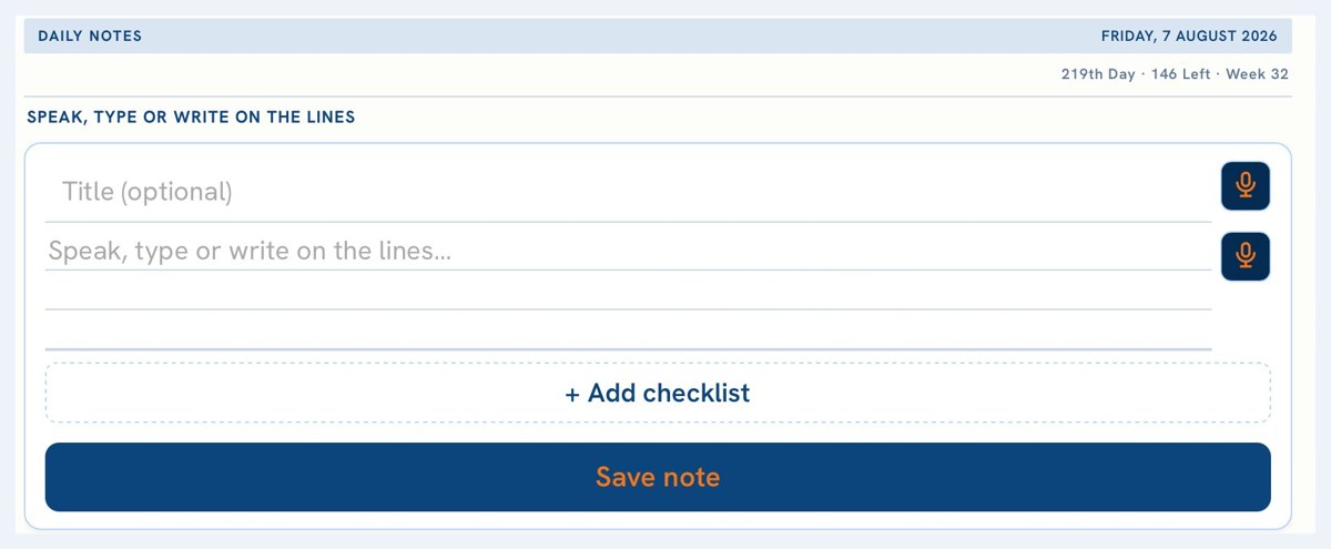 Quick Capture — title, the lines, and Add checklist